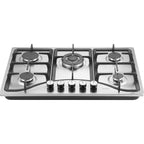 Gas Cooktop 30 inch, Max 12250BTU 5 Burners Built-in Stainless Steel Gas Stove Top, LPG/NG Convertible Dual Fuel Natural Gas Hob with Thermocouple Protection