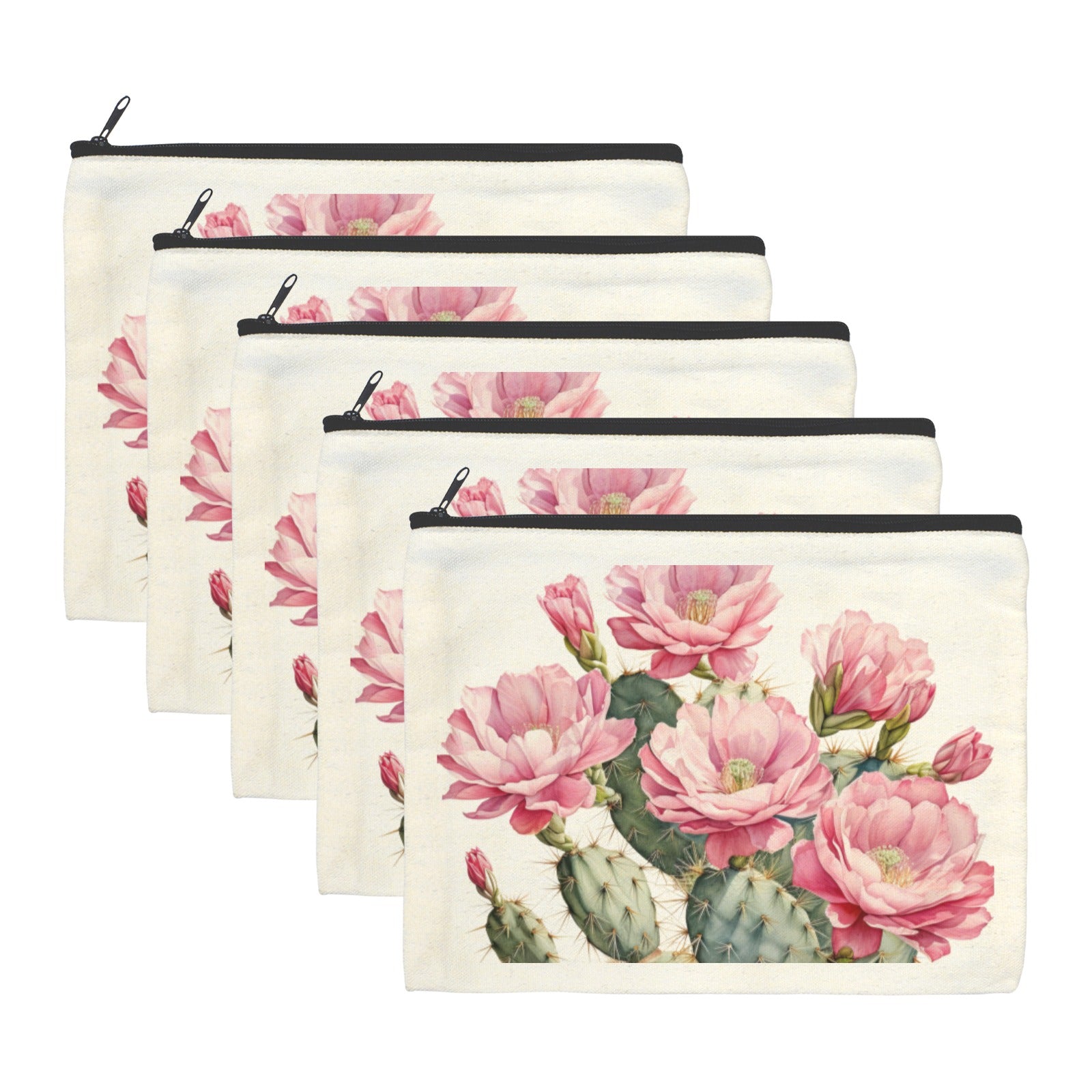 Cactus Flower Cosmetic Bag Pack of 5 Made in America Baha Ranch Western Wear