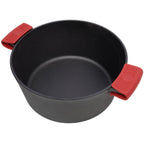 3 in 1 Pre-Seasoned Cast Iron Dutch Oven, Outdoor Camping Deep Pot, 5 Quart. Cover As A Skillet with Ribbed Bottom Design. With 2pcs Silicone Handel Covers, 1PC Lid Lifter.