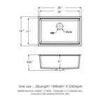Quartz Kitchen Sink - 28' x 19' Black Granite Composite Workstation Undermount
