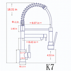 Kitchen Faucet with Pull Down Sprayer, Touch On Single Handle 2- Function Stainless Steel Spring Neck, Single Hole Installation for Residential, Commercial, RV, Bar & More, Brushed Nickel