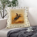 Baha Ranch Vintage Rodeo Stamp Throw Pillow Made in America Baha Ranch Western Wear