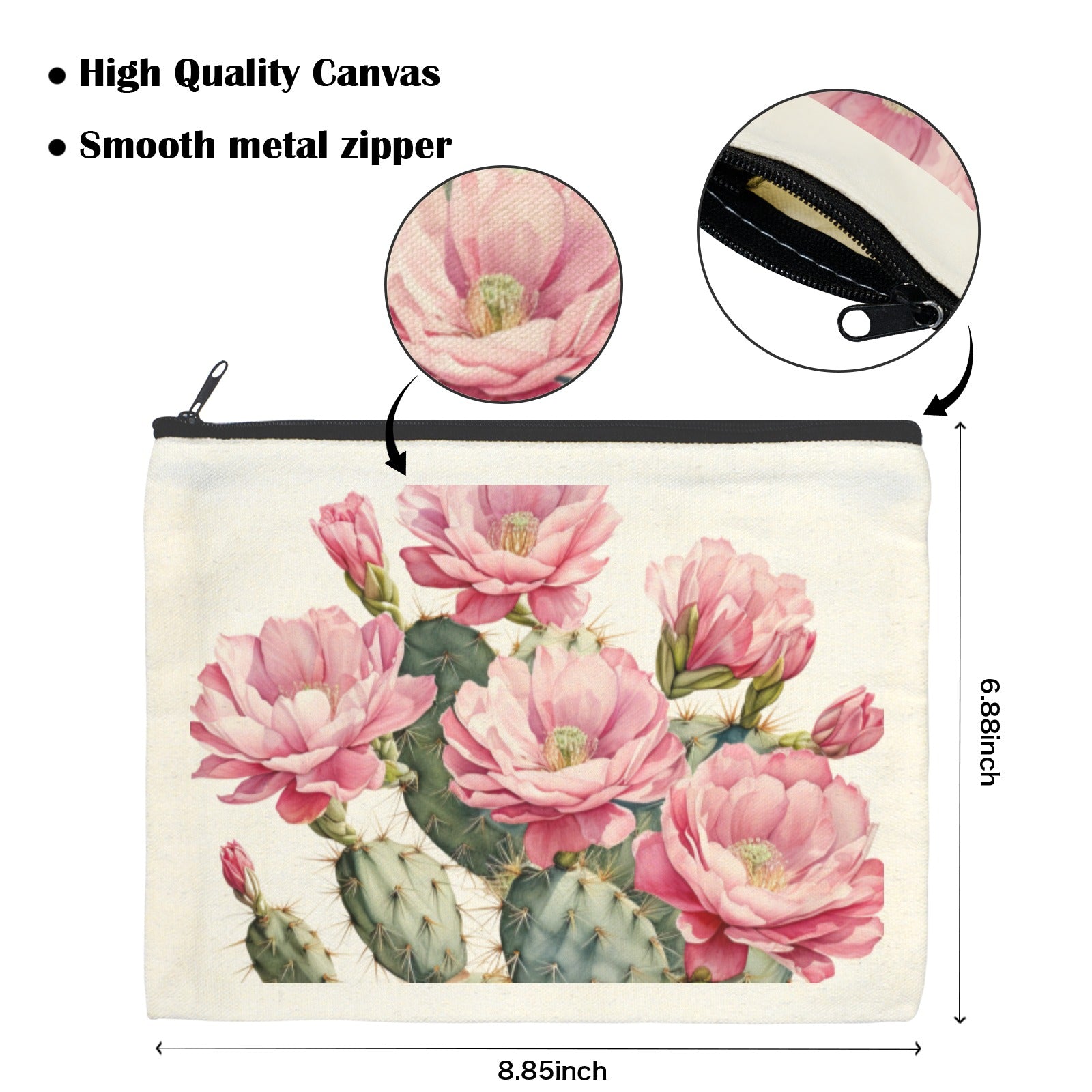 Cactus Flower Cosmetic Bag Pack of 5 Made in America Baha Ranch Western Wear