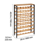 48 Bottle Wine Rack,8-Tier Wine Bottle Holder,Freestanding Floor Display Wine Storage Shelves with Wood Table Top,For Kitchen Pantry, Cellar, Bar, Dining Room, Living Room, Black