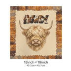 Baha Ranch Velvety Soft Howdy Highland Pillow Cover Made in America Baha Ranch Western Wear