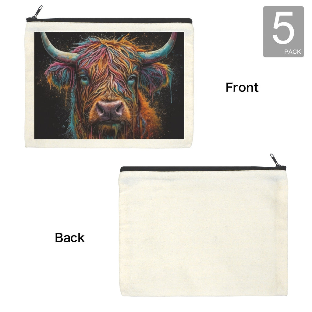 Painted Highland Cow Cosmetic Bag Pack of 5 Made in America Baha Ranch Western Wear