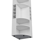 71' Corner Bar Cabinet with Five Shelves, Eight Bottle Cubbies and Stemware,White