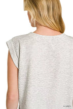Zenana Scuba Round Neck Cap Sleeve Top