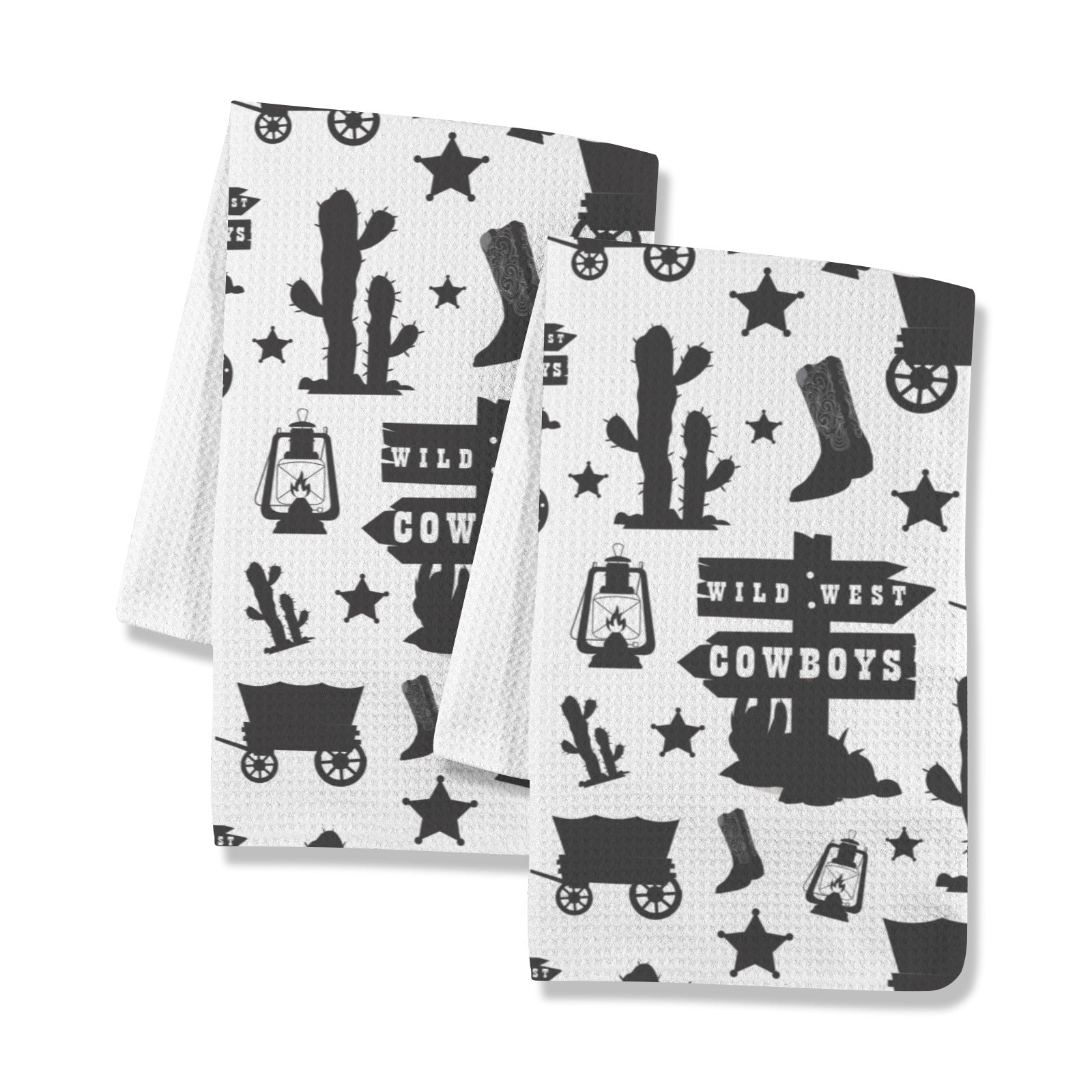 Wild West Cowboys Set of 2 Dish Towels Made in America Baha Ranch Western Wear
