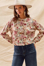 SO ME Floral Print Button Front Sweater Cardigan