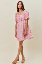 SO ME Texture Woven Ruching On Bust Mini Dress
