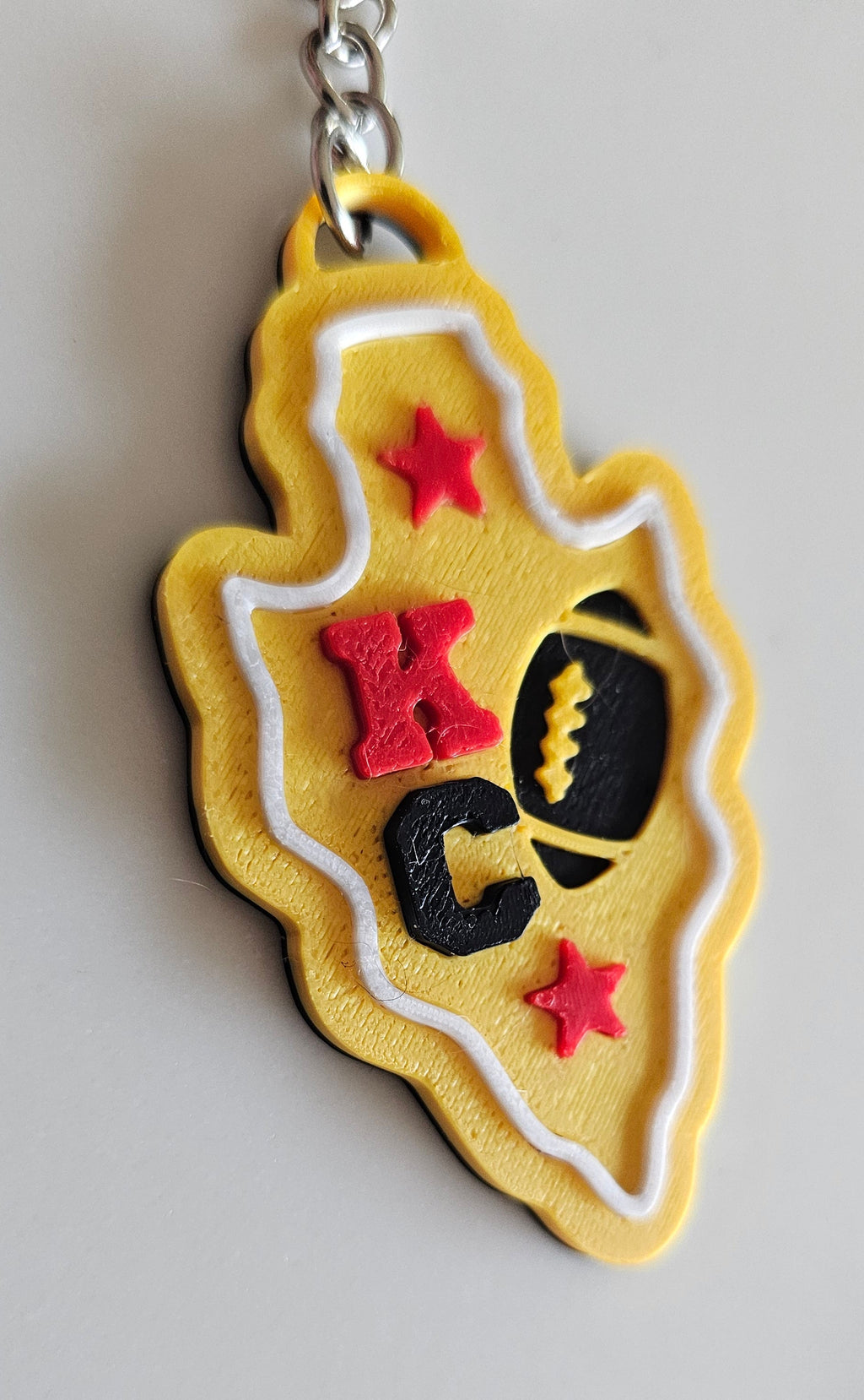 Set of 3 3D Print Chiefs Arrowhead Kc Kansas City Football Keychains Made in America Baha Ranch Western Wear