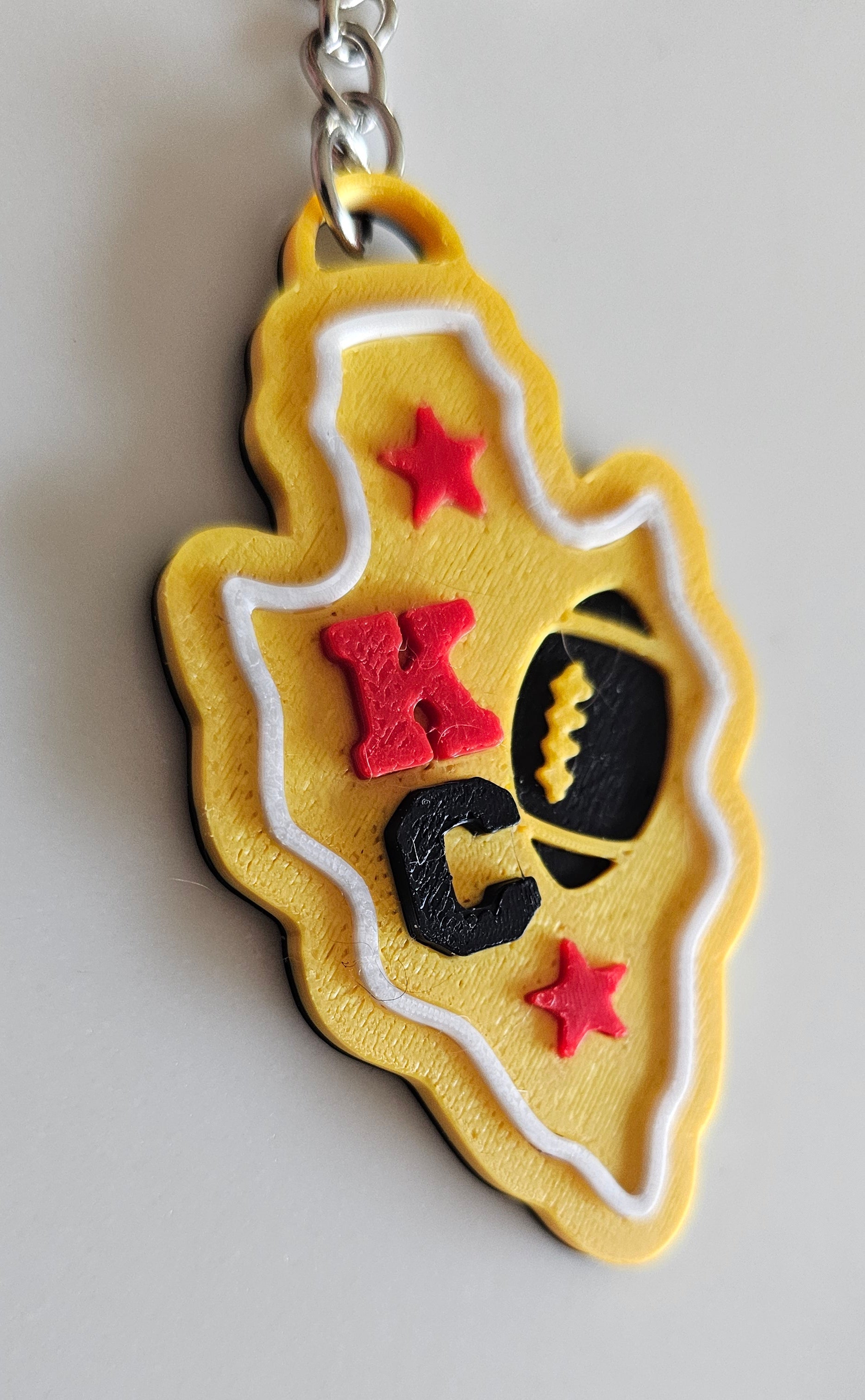 Set of 3 3D Print Chiefs Arrowhead Kc Kansas City Football Keychains Made in America Baha Ranch Western Wear