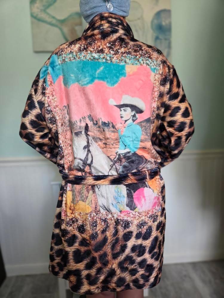 Baha Ranch Retro Pop Western Leopard Cowgirl Robe Baha Ranch Western Wear