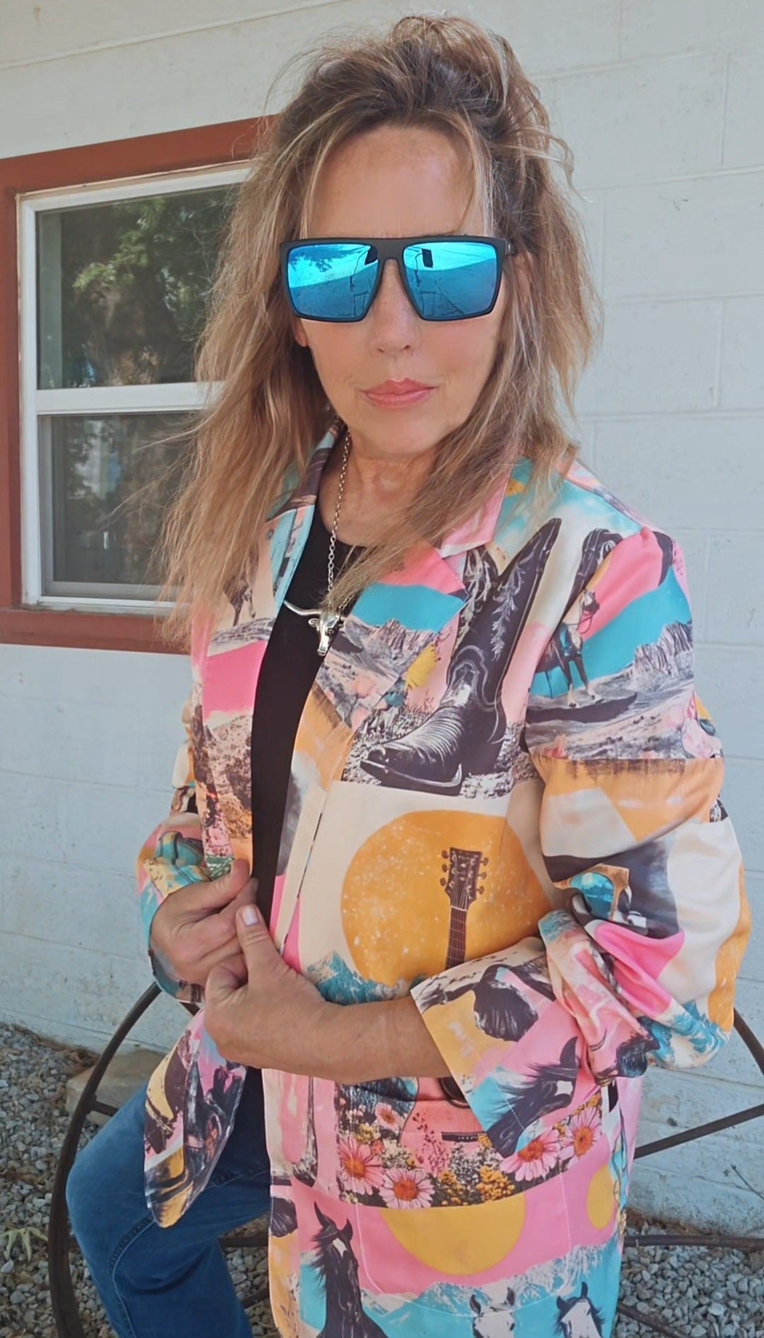 Baha Ranch Retro Pop Western Collage Blazer Baha Ranch Western Wear