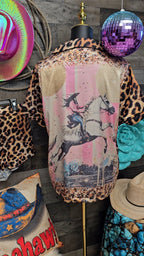 Baha Ranch Retro Pop Western Leopard Cowgirl Satin Pajamas Baha Ranch Western Wear