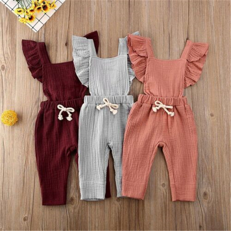 Bubble cotton pleated flying sleeve suspenders