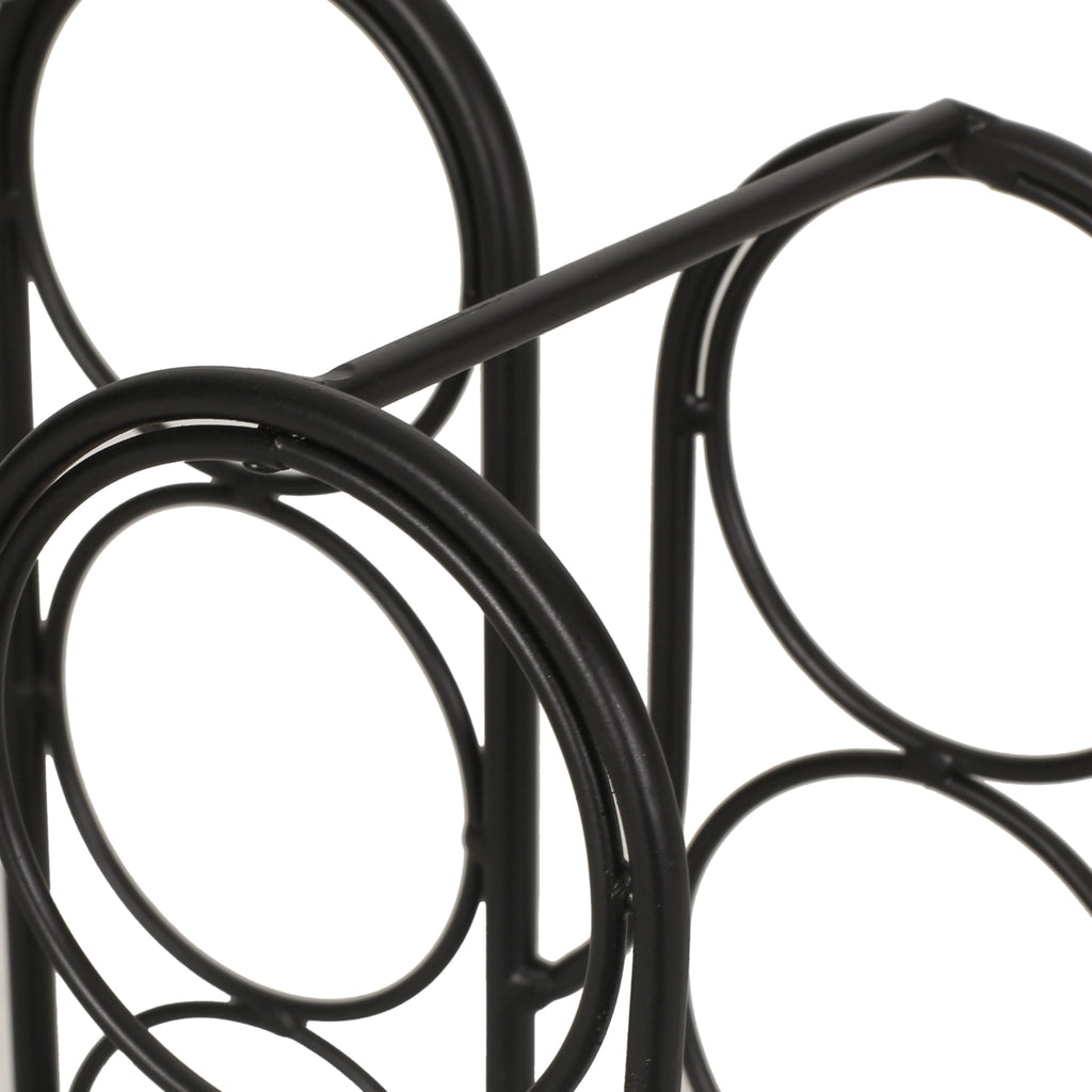 Modern Industrial Tabletop Wine Rack with Cactus Design in Black Metal for 13 Bottles