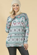 Smoky Mountain Gray Aztec Print Tunic with Pockets Made in America Baha Ranch Western Wear