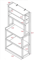 23.62' White and Black color Bakers Rack for Kitchen with Storage, Coffee Bar, 5-Tier Kitchen Shelves, Microwave Stand