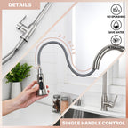 Stainless Steel High Arc Kitchen Faucet with Pull Down Sprayer in Brushed Nickel Finish