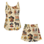Baha Ranch Vintage Cowboy Collage Pajama Lounge Tank Shorts Set Made in America Baha Ranch Western Wear