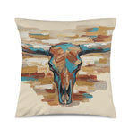 Baha Ranch Painted Tan Longhorn Velvety Soft Pillow Case Made in America Baha Ranch Western Wear