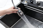 Pull-out Facuet Single Bowl Sink Kitchen Vegetable Sink 304 Whale Waterfall Sink Stainless Steel Dish Sink Vegetable Sink Household Vegetable Washing Basin