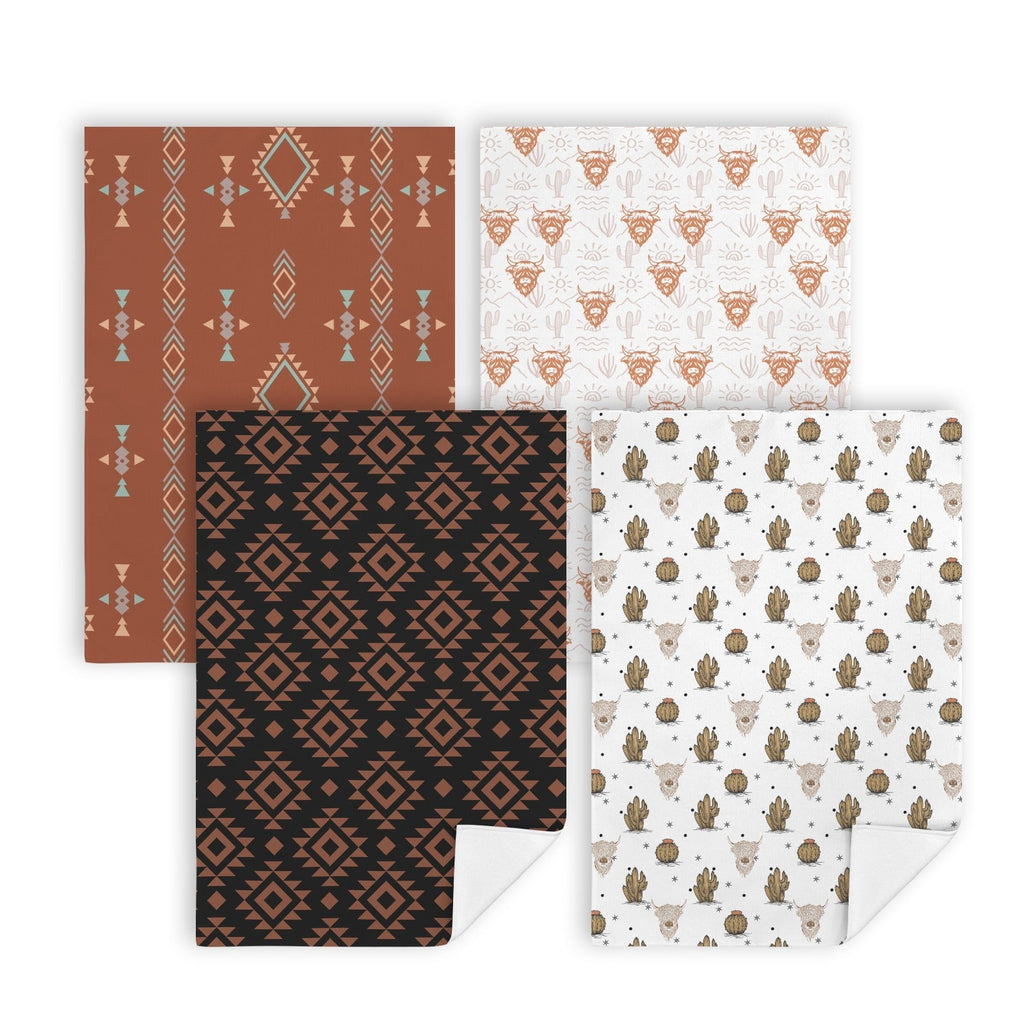 Baha Ranch Highlands Southwest Set of 4 Kitchen Dish Towels Made in America Baha Ranch Western Wear