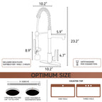 Industrial Chic Matte Black Kitchen Sink Faucet with LED Pull Down Sprayer, Single Handle High Arc Stainless Steel Faucet, Dual Spouts, Deck Mount