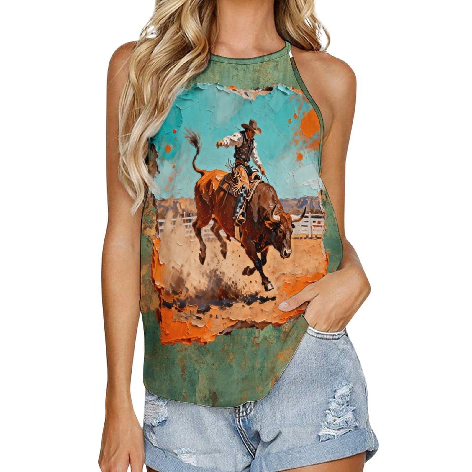 Baha Ranch Eight Second Bull Ride Rodeo Tank Top Baha Ranch Western Wear