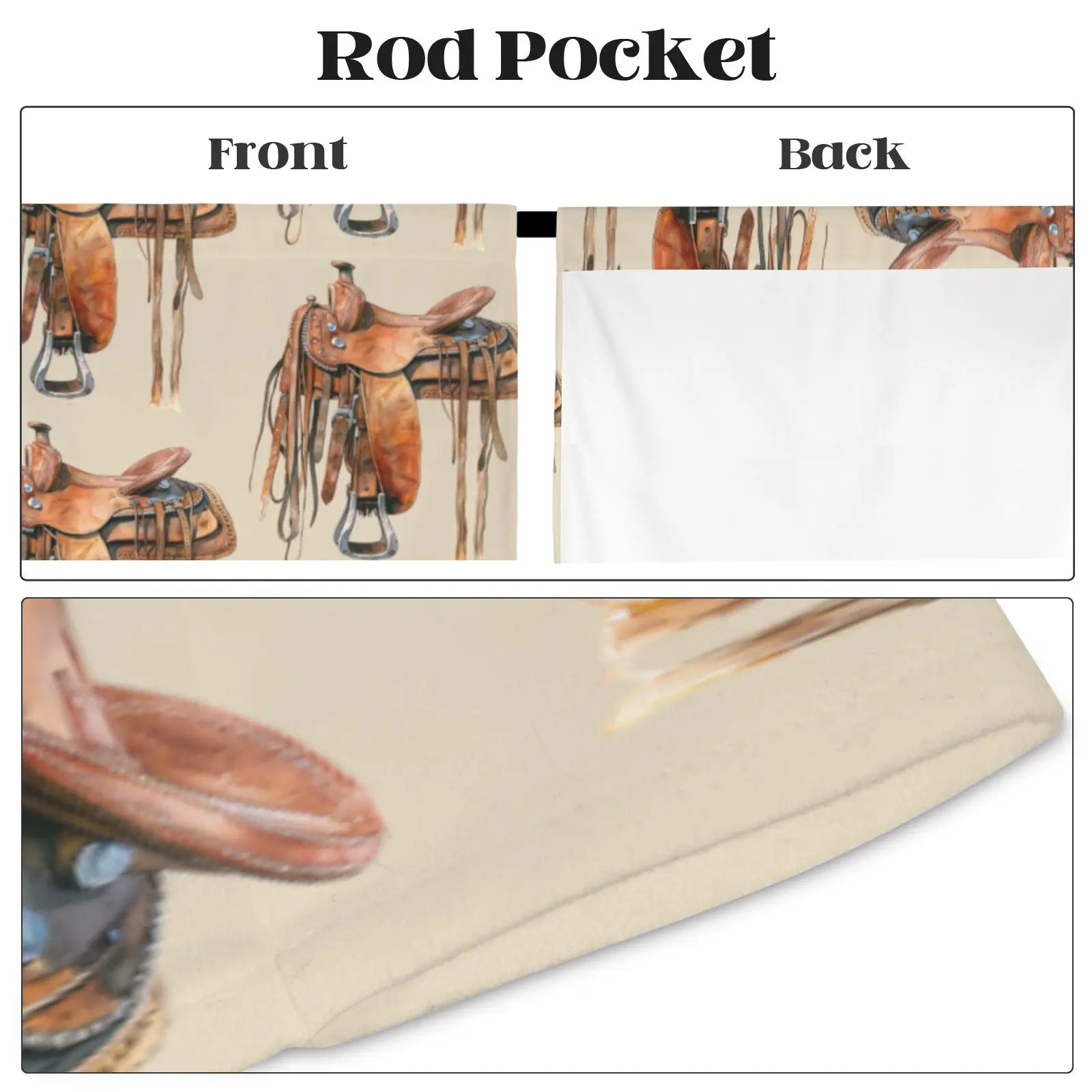 Saddle Print Window Curtain Drapes 52"x63" Made in America Baha Ranch Western Wear