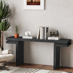 66' Extra Wide Real Wood Veneered Console Table, Minimalist Sofa Table Behind Couch for Entryway, Hallway, Living Room, Home Office, Black