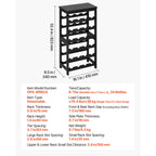 24 Bottle Detachable Wine Rack, 6-Tier Wine Bottle Holder, Freestanding Floor Display Wine Storage Shelves with Table Top, For Kitchen,Cellar,Bar,Dining Room,Living Room, Black