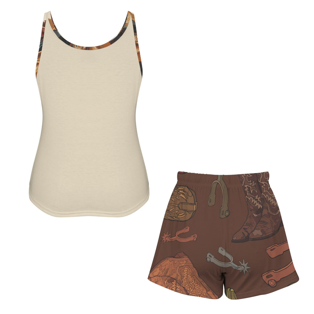 Baha Ranch Wild Horses Western Pajama Lounge Tank Shorts Set Made in America Baha Ranch Western Wear
