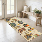 Baha Ranch Vintage Cowboy Collage Rug Runner Indoor 60" x 22" Made in America Baha Ranch Western Wear