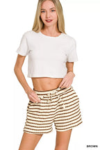 Zenana Striped Short Sleeve Tee & Shorts Set
