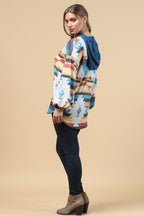 Blue Mountain Turquoise Aztec Lightweight Hoodie Made in America Baha Ranch Western Wear