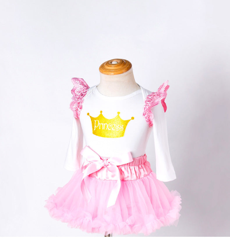 Cross-border baby children's holiday crown romper