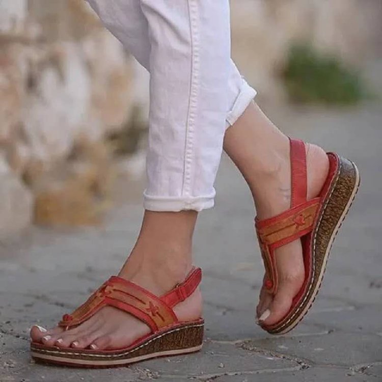 Sandals plus size women's shoes wedge velcro