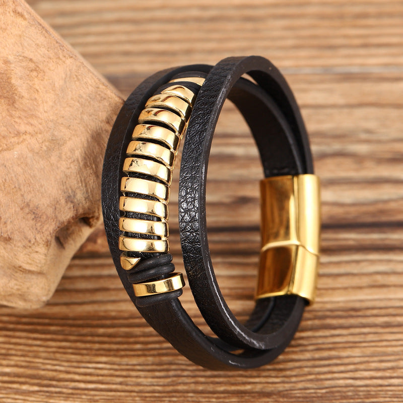 Stainless Steel Swivel S-shaped Bracelet With Golden Personality
