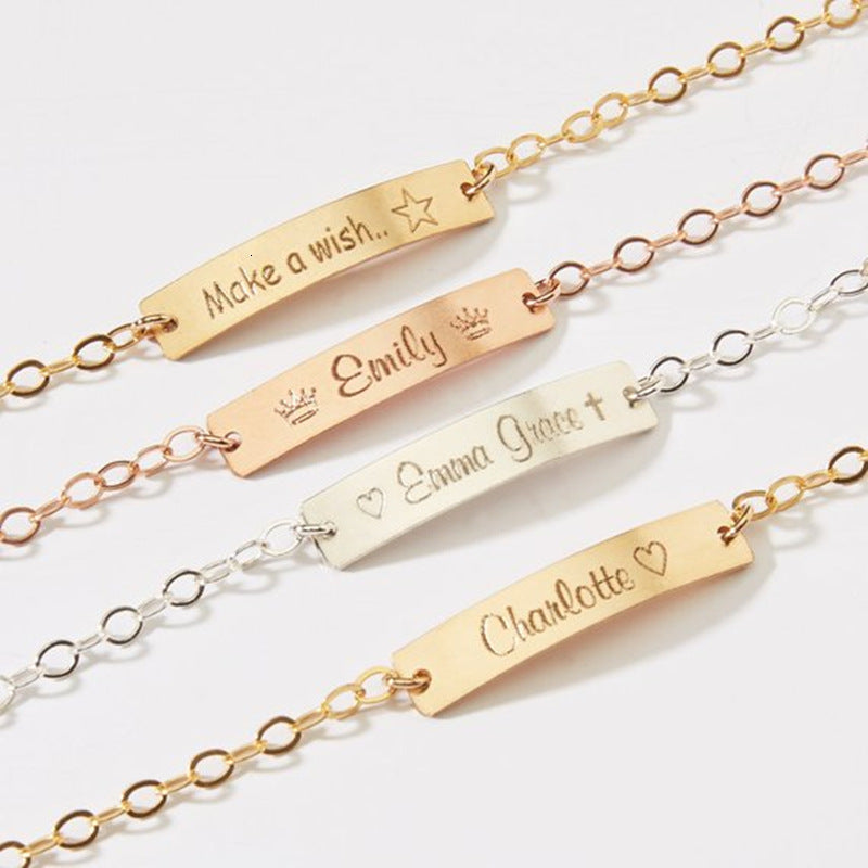Personalized Engraving Children's Adjustable Stainless Steel Letter Bracelet