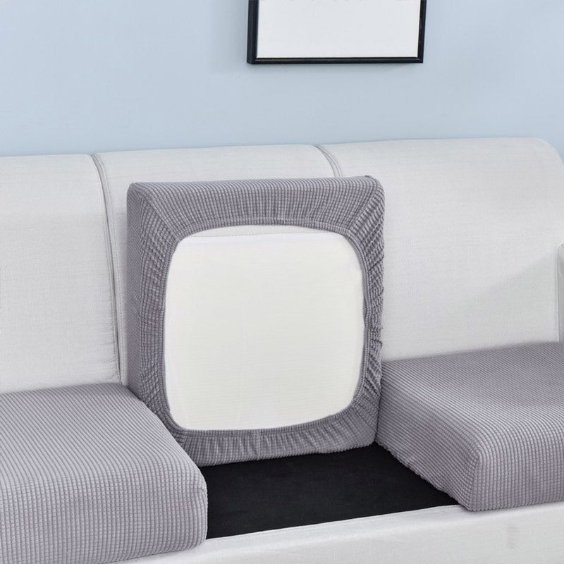 Polar Fleece Sofa Cushion Pure Color Stretch Full Cover Sponge Cushion Cover