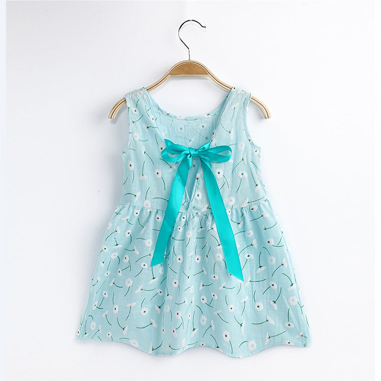 Girls Cotton Sleeveless Cartoon Animal Vest Dress