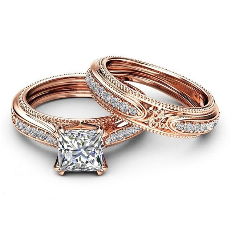 Rose Gold Retro Inlaid Zircon