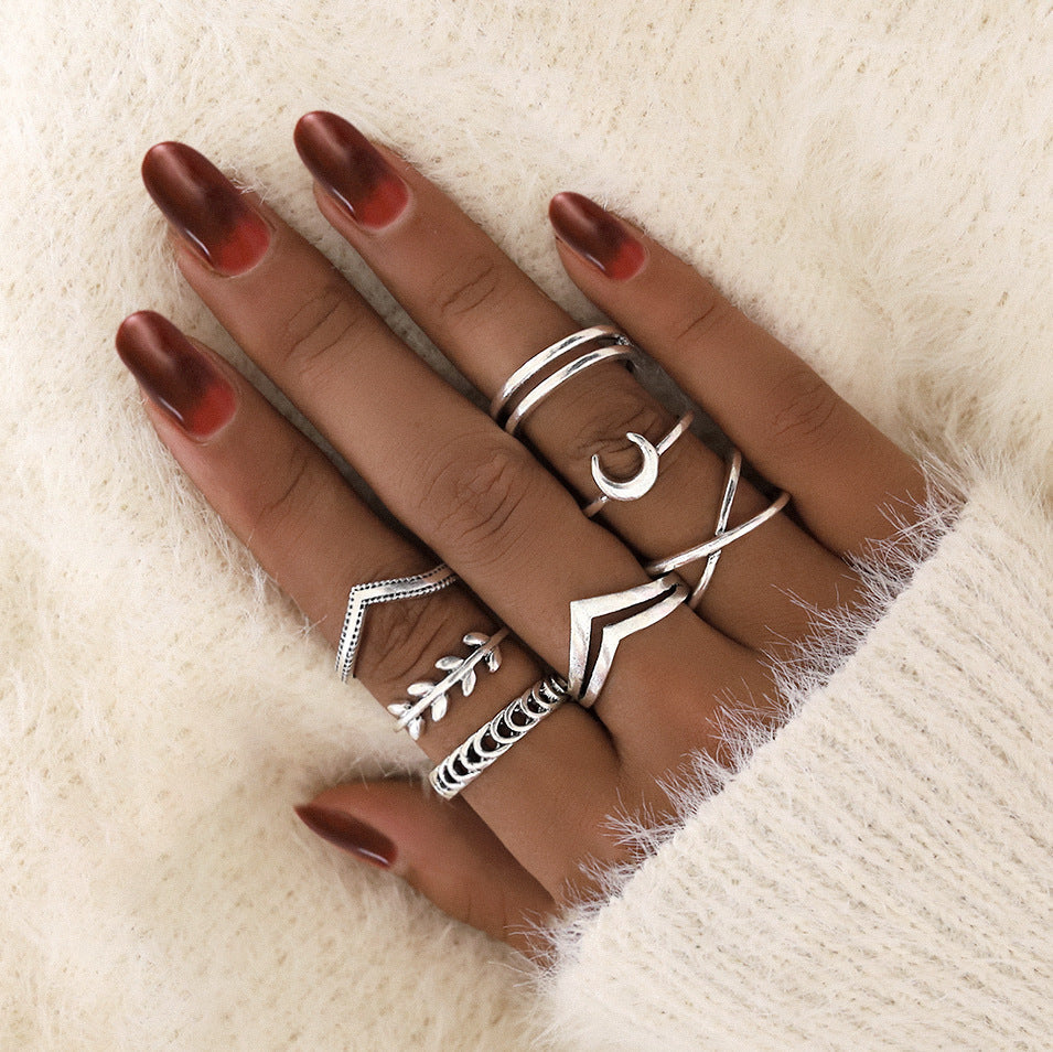 Personalized Moon Cross Simple Ring