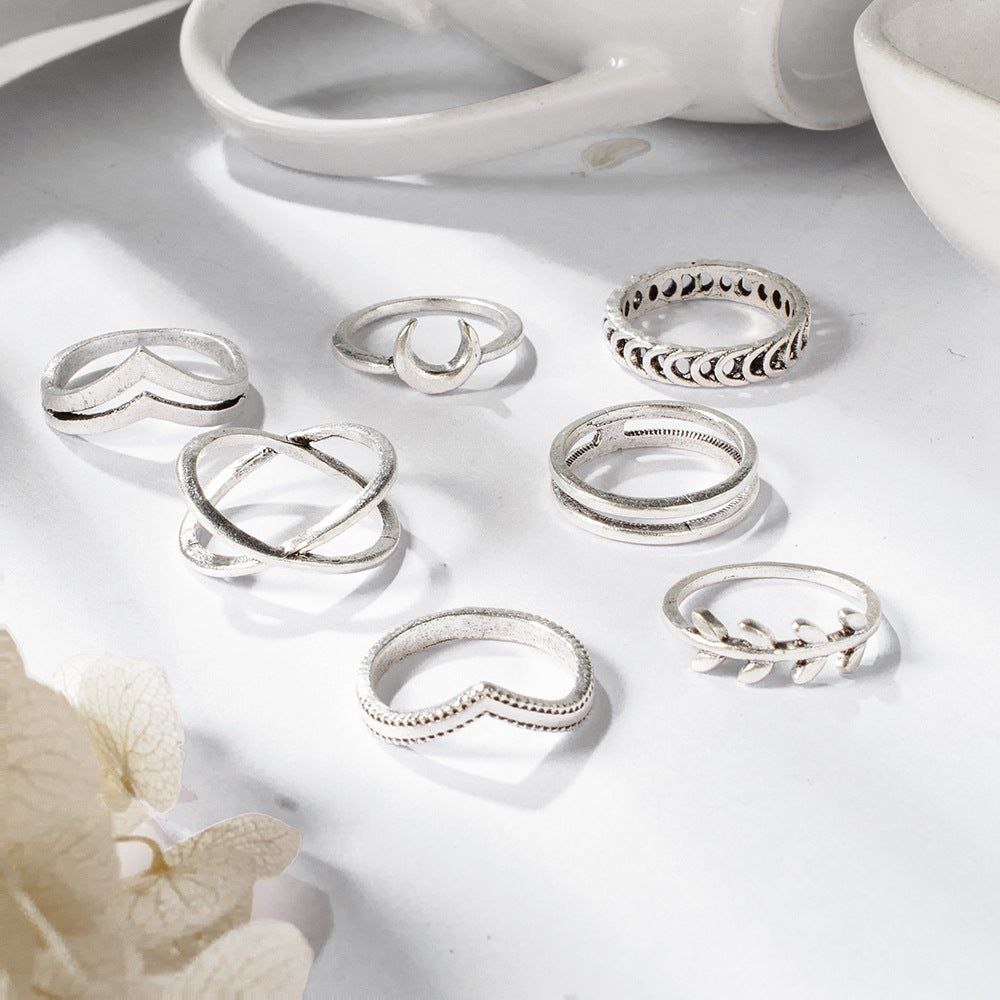 Personalized Moon Cross Simple Ring