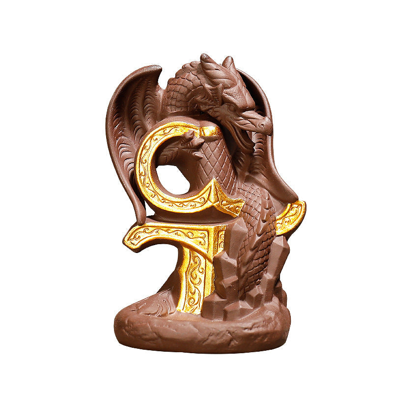 Cross-Border Explosive Style Purple Sand Nordic Wind Pterodactyl Reflow Incense Burner Creative Ornamental Sandalwood Incense Burner Smoke Back Aroma Diffuser