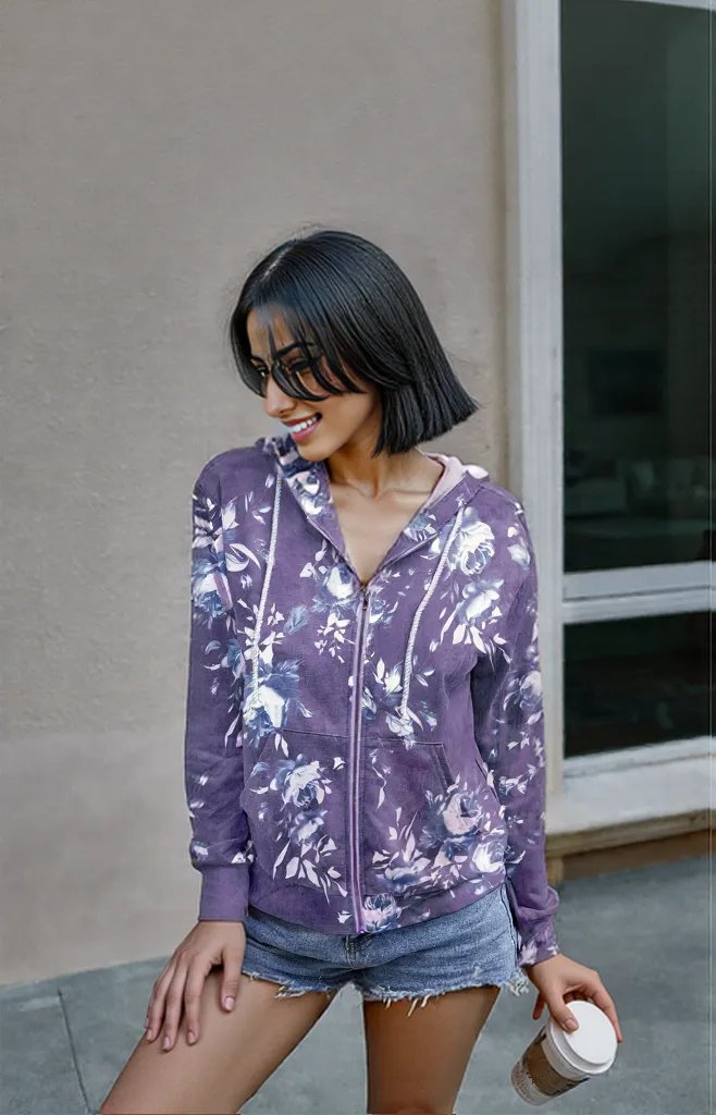 New Products Source Autumn  American Tie-Dye Printed Zipper Hooded Jacket Women WT203S3075