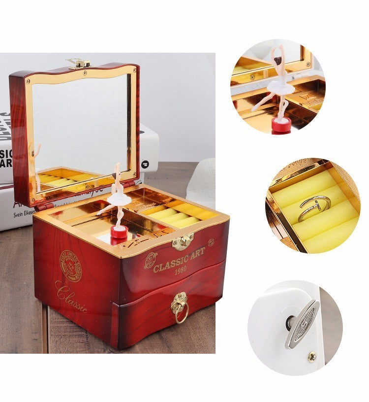 Nostalgic Music Box Dancing Girl Clockwork Simulation Music Box Jewelry Box Girlfriends Wedding Gift